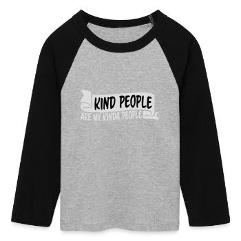 Kind People Are My Kinda People Friendliness - Women's Cropped 3/4 Sleeve Baseball T-Shirt - heather grey/black - Front - Maraike (178cm)