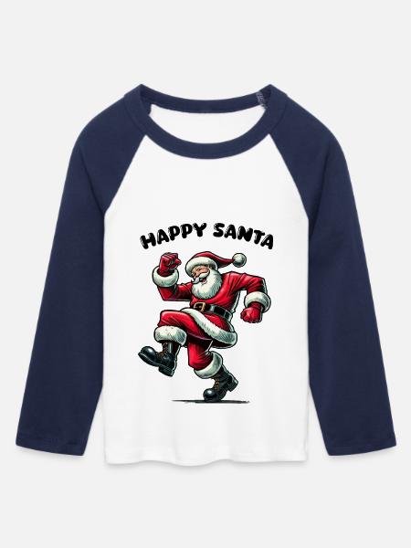 nikolaus happy santa - Frauen Cropped Baseball T-Shirt 3/4 Arm - Weiß/Navy
