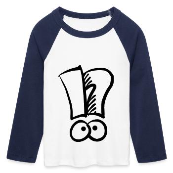 Exclamation question marque - T-shirt Crop Top de Baseball Manches 3/4 Femme - blanc/marine  - Devant - Maraike (178cm)