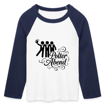 Polterabend Junggesellenabschied - Frauen Cropped Baseball T-Shirt 3/4 Arm - Weiß/Navy  - Vorne - Maraike (178cm)