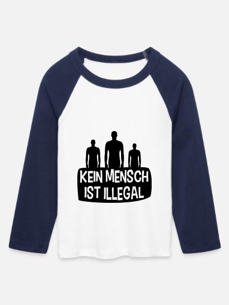 Kein Mensch Ist Illegal - Frauen Cropped Baseball T-Shirt 3/4 Arm - Weiß/Navy 