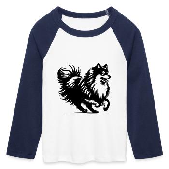 Spitz - Frauen Cropped Baseball T-Shirt 3/4 Arm - Weiß/Navy  - Vorne - Maraike (178cm)
