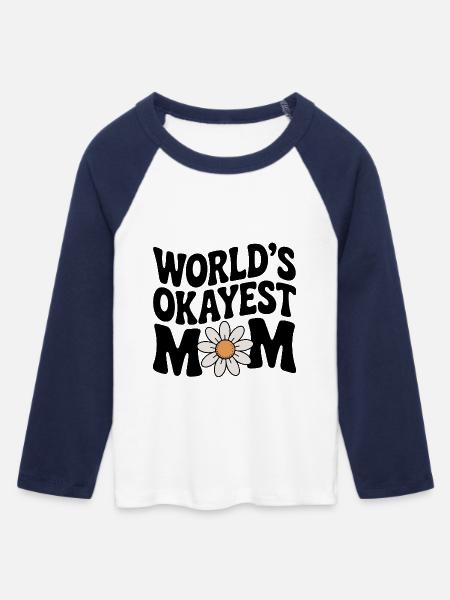 Die okayste Mutter der Welt - Frauen Cropped Baseball T-Shirt 3/4 Arm - Weiß/Navy 