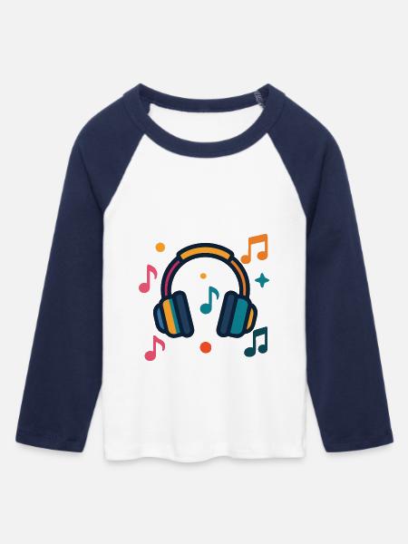 Kopfhörer und Notizen - Frauen Cropped Baseball T-Shirt 3/4 Arm - Weiß/Navy 