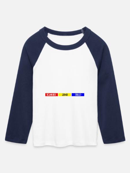 SCHMERZENSGELD - Frauen Cropped Baseball T-Shirt 3/4 Arm - Weiß/Navy