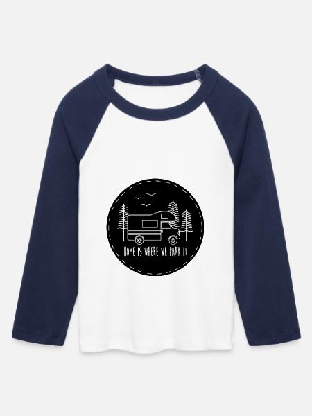 Wohnwagen - Frauen Cropped Baseball T-Shirt 3/4 Arm - Weiß/Navy