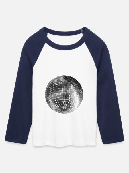 Diskokugel Mirrorball silber - Frauen Cropped Baseball T-Shirt 3/4 Arm - Weiß/Navy 