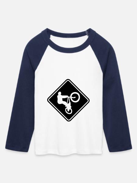 BMX Roadsign - Frauen Cropped Baseball T-Shirt 3/4 Arm - Weiß/Navy 