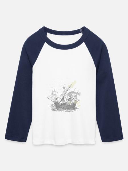 Steampunk Seepferdchen - Frauen Cropped Baseball T-Shirt 3/4 Arm - Weiß/Navy