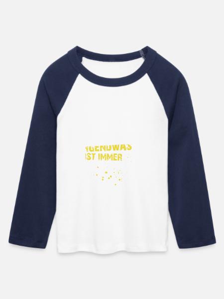Irgendwas ist immer - Frauen Cropped Baseball T-Shirt 3/4 Arm - Weiß/Navy 