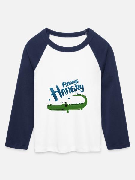 Always Hangry - Frauen Cropped Baseball T-Shirt 3/4 Arm - Weiß/Navy
