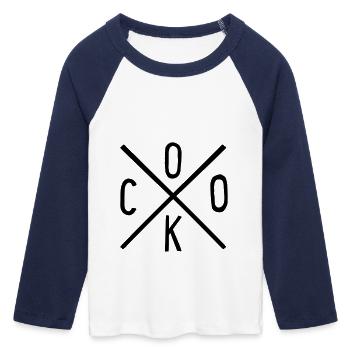 Cuire - T-shirt Crop Top de Baseball Manches 3/4 Femme - blanc/marine  - Devant - Maraike (178cm)