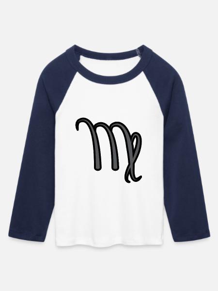 Jungfrau Sternzeichen Symbol Schwarz & Grau - Frauen Cropped Baseball T-Shirt 3/4 Arm - Weiß/Navy