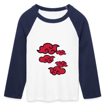 Clouds - Women's Cropped 3/4 Sleeve Baseball T-Shirt - white/navy  - Front - Maraike (178cm)