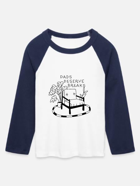 Dads Deserve Breaks – Relax-Sessel - Frauen Cropped Baseball T-Shirt 3/4 Arm - Weiß/Navy