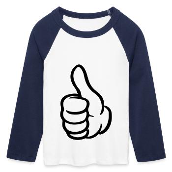 Thumb Hand Like - Women's Cropped 3/4 Sleeve Baseball T-Shirt - white/navy  - Front - Maraike (178cm)