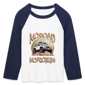 Off-Road Vehicle Driver - Women's Cropped 3/4 Sleeve Baseball T-Shirt - white/navy  - Front - Maraike (178cm)