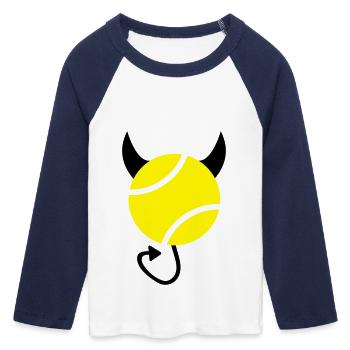 Tennis Devil - T-shirt Crop Top de Baseball Manches 3/4 Femme - blanc/marine  - Devant - Maraike (178cm)