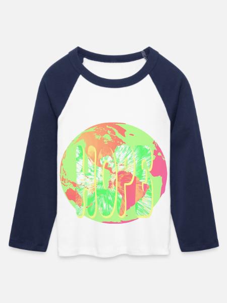Hope Neon Tie-Dye Circular - Frauen Cropped Baseball T-Shirt 3/4 Arm - Weiß/Navy