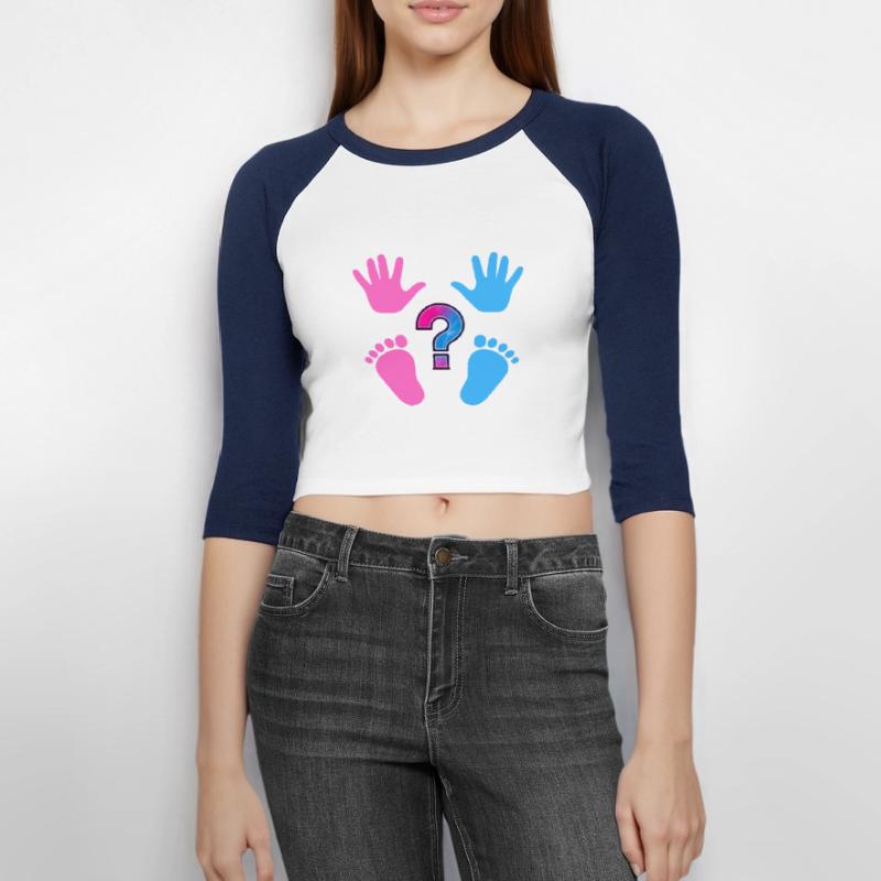 Mädchen oder Junge Frauen Cropped Baseball T-Shirt 3/4 Arm