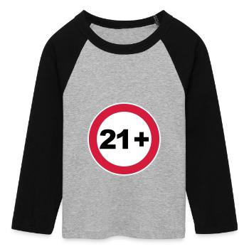 21st birthday 21+ - Women's Cropped 3/4 Sleeve Baseball T-Shirt - heather grey/black - Front - Maraike (178cm)