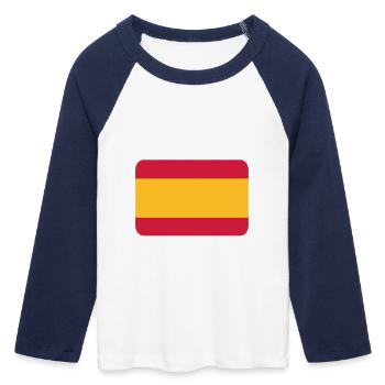 Drapeau national d'Espagne - T-shirt Crop Top de Baseball Manches 3/4 Femme - blanc/marine  - Devant - Maraike (178cm)