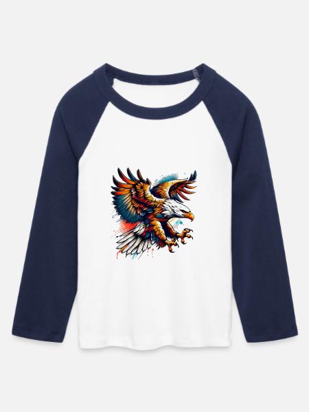 Adler - Frauen Cropped Baseball T-Shirt 3/4 Arm - Weiß/Navy 