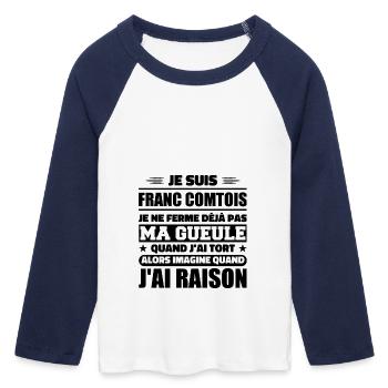 Franc comtois I don't shut my mouth frank comté - Women's Cropped 3/4 Sleeve Baseball T-Shirt - white/navy  - Front - Maraike (178cm)