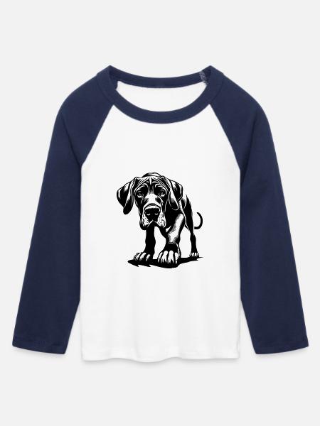 Deutsche Dogge - Frauen Cropped Baseball T-Shirt 3/4 Arm - Weiß/Navy