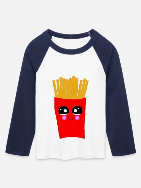 Pommes Manga - Frauen Cropped Baseball T-Shirt 3/4 Arm - Weiß/Navy
