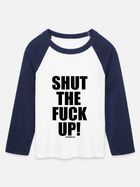 Shut The Fuck Up! - Frauen Cropped Baseball T-Shirt 3/4 Arm - Weiß/Navy 