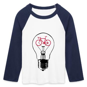 Bulb / Bike - T-shirt Crop Top de Baseball Manches 3/4 Femme - blanc/marine  - Devant - Maraike (178cm)
