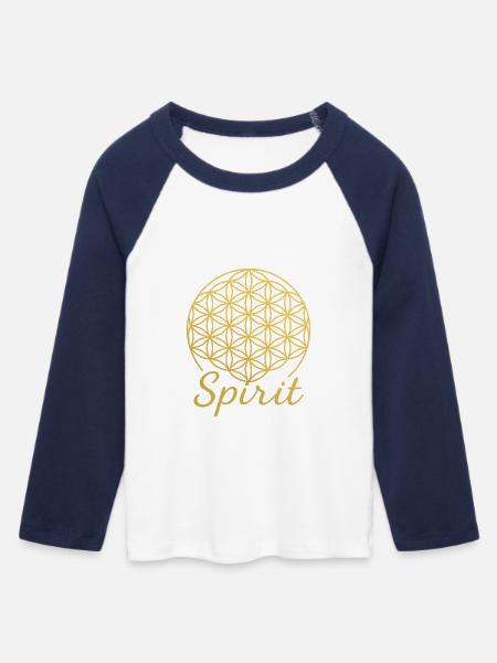 Lebensblume Spirit - Frauen Cropped Baseball T-Shirt 3/4 Arm - Weiß/Navy