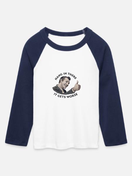 Bleib dran, es wird schlimmer - Frauen Cropped Baseball T-Shirt 3/4 Arm - Weiß/Navy 