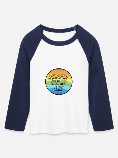 Remigriert Euch Ins Knie! - Frauen Cropped Baseball T-Shirt 3/4 Arm - Weiß/Navy 