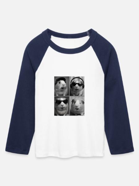 Meerschweinchen - Frauen Cropped Baseball T-Shirt 3/4 Arm - Weiß/Navy