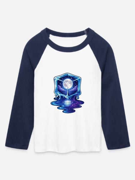Kosmische Eiswürfel-Galaxie - Frauen Cropped Baseball T-Shirt 3/4 Arm - Weiß/Navy