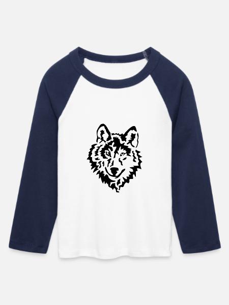 wolf raubtier natur - Frauen Cropped Baseball T-Shirt 3/4 Arm - Weiß/Navy