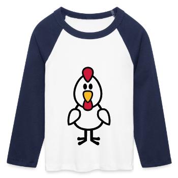 Poule - T-shirt Crop Top de Baseball Manches 3/4 Femme - blanc/marine  - Devant - Maraike (178cm)