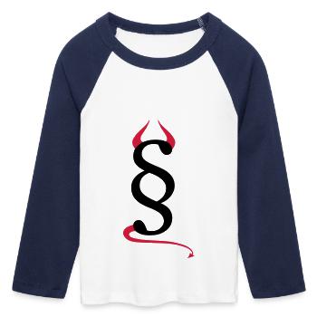 Devils paragraphe - T-shirt Crop Top de Baseball Manches 3/4 Femme - blanc/marine  - Devant - Maraike (178cm)
