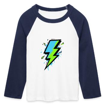 Ray of Modern Electricity - Women's Cropped 3/4 Sleeve Baseball T-Shirt - white/navy  - Front - Maraike (178cm)