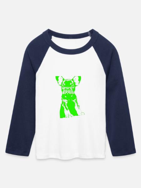 Bulldoge - Frauen Cropped Baseball T-Shirt 3/4 Arm - Weiß/Navy 