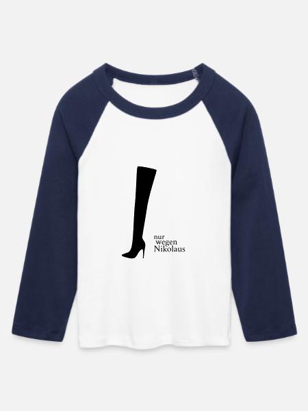 Wegen Nikolaus - Frauen Cropped Baseball T-Shirt 3/4 Arm - Weiß/Navy