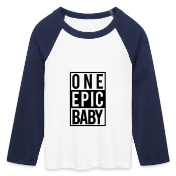 one epic baby - Frauen Cropped Baseball T-Shirt 3/4 Arm - Weiß/Navy  - Vorne - Maraike (178cm)