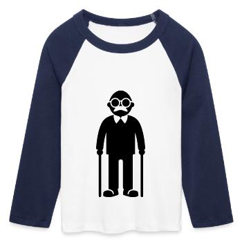 Papy Senior - T-shirt Crop Top de Baseball Manches 3/4 Femme - blanc/marine  - Devant - Maraike (178cm)