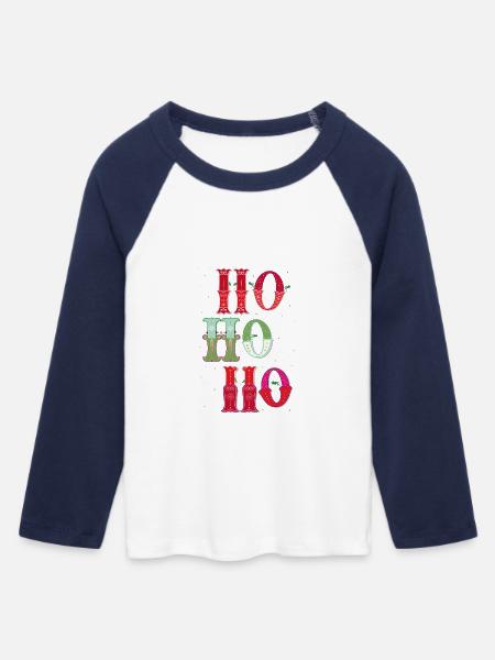 Weihnachtliches Ho Ho Ho - Frauen Cropped Baseball T-Shirt 3/4 Arm - Weiß/Navy