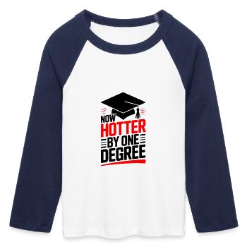 Bachelor Master Doctorate - Women's Cropped 3/4 Sleeve Baseball T-Shirt - white/navy  - Front - Maraike (178cm)