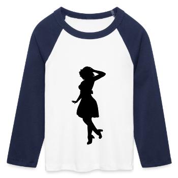 Fashion woman - T-shirt Crop Top de Baseball Manches 3/4 Femme - blanc/marine  - Devant - Maraike (178cm)