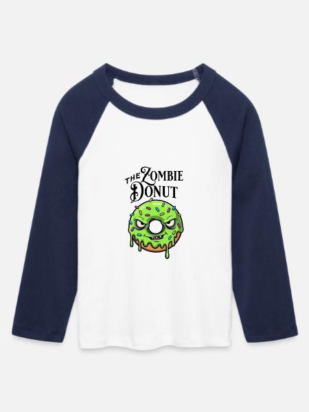 Zombie-Donut - Frauen Cropped Baseball T-Shirt 3/4 Arm - Weiß/Navy