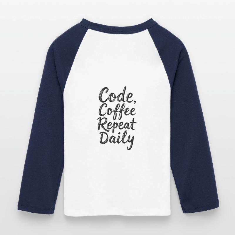 Code Sleep Debug Repeat Programmer Shirt T-shirt Crop Top de Baseball Manches 3/4 Femme